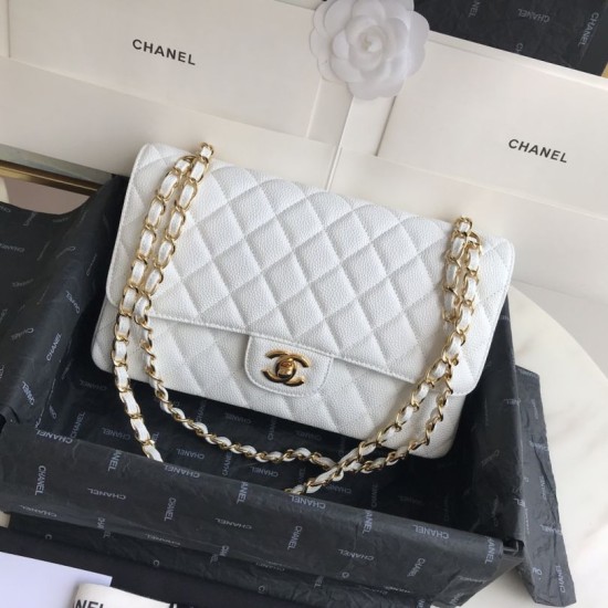 Replica Borsa classica con pattina in pelle di vitello granato A1112 Bianco