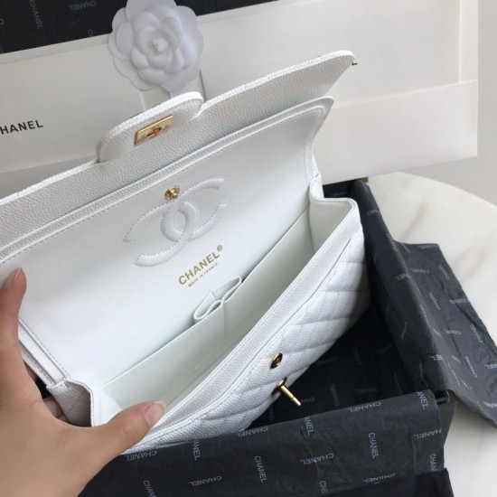 Replica Borsa classica con pattina in pelle di vitello granato A1112 Bianco