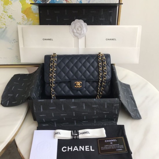 Replica Borsa Classica In Pelle Di Vitello Grana A1112 Blu Scuro