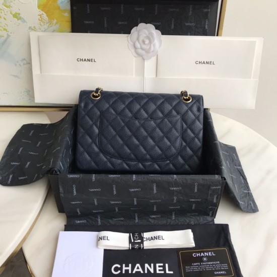 Replica Borsa Classica In Pelle Di Vitello Grana A1112 Blu Scuro