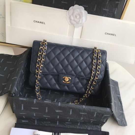 Replica Borsa Classica In Pelle Di Vitello Grana A1112 Blu Scuro