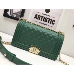 Replica Le Boy Medium Borsa in pelle vellutata Classic Flap verde