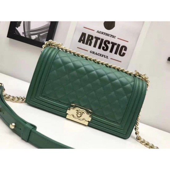 Replica Le Boy Medium Borsa in pelle vellutata Classic Flap verde