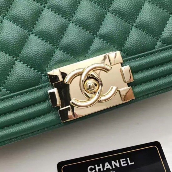 Replica Le Boy Medium Borsa in pelle vellutata Classic Flap verde