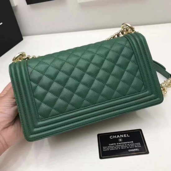 Replica Le Boy Medium Borsa in pelle vellutata Classic Flap verde