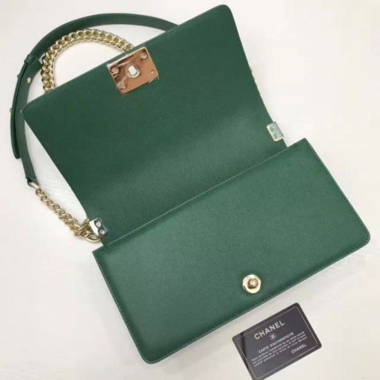 Replica Le Boy Medium Borsa in pelle vellutata Classic Flap verde