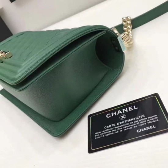 Replica Le Boy Medium Borsa in pelle vellutata Classic Flap verde