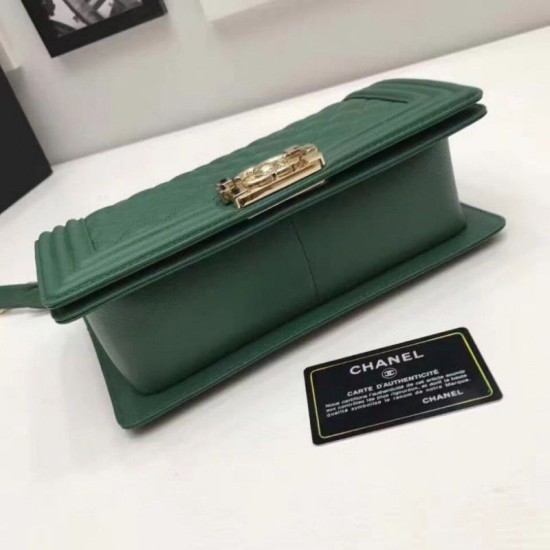 Replica Le Boy Medium Borsa in pelle vellutata Classic Flap verde