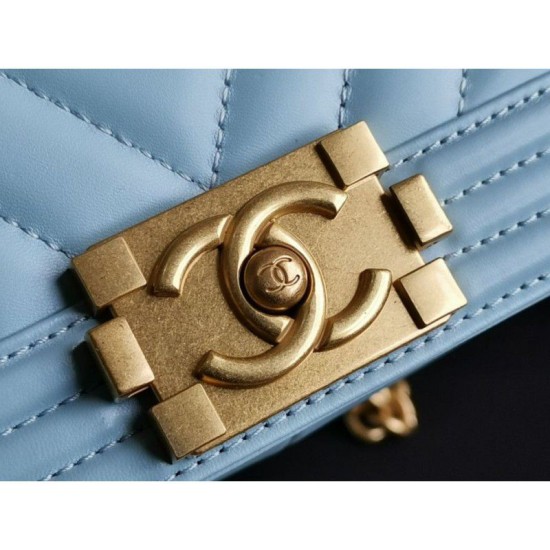 Replica Boy Classic Flap Borse A67086 Pelle di agnello azzurra