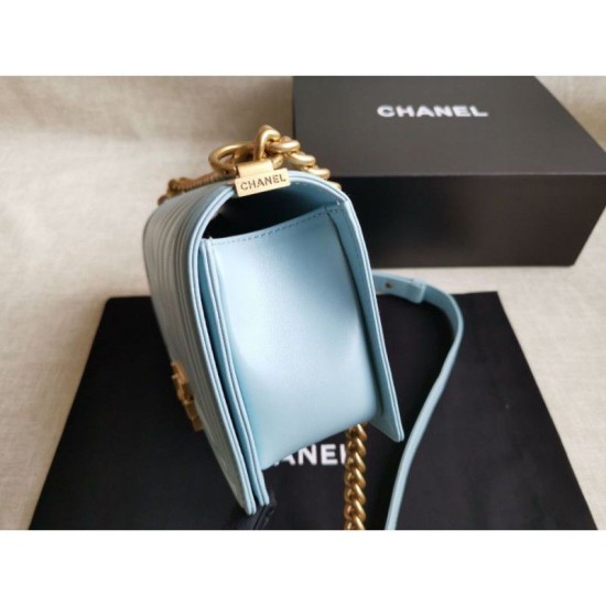 Replica Boy Classic Flap Borse A67086 Pelle di agnello azzurra