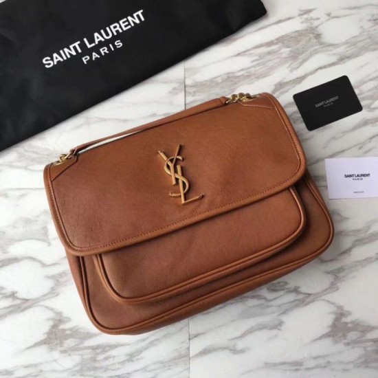 Replica Borsa a catena media Niki YSL Saint Laurent Marrone