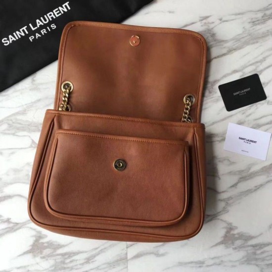 Replica Borsa a catena media Niki YSL Saint Laurent Marrone