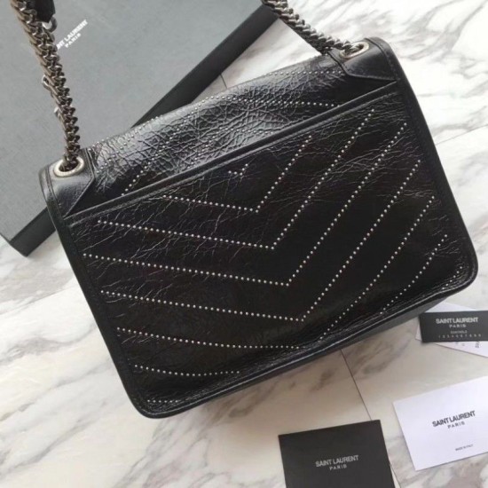 Replica Borsa a catena media YSL Saint Laurent nera