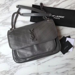 Replica Borsa a tracolla media YSL Saint Laurent grigia