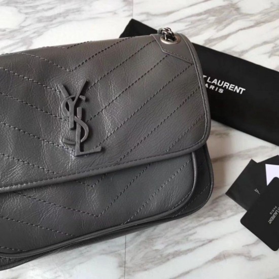 Replica Borsa a tracolla media YSL Saint Laurent grigia Replica Borsa a tracolla media YSL Saint Laurent grigia