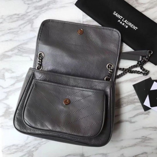 Replica Borsa a tracolla media YSL Saint Laurent grigia Replica Borsa a tracolla media YSL Saint Laurent grigia