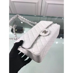 Replica Borsa Classic Jumbo Flap A01112 in pelle di caviale bianca