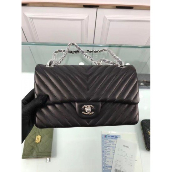 Replica Chevron Jumbo Flap Borse A01112 Nero