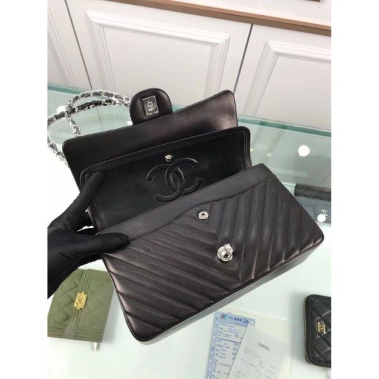 Replica Chevron Jumbo Flap Borse A01112 Nero