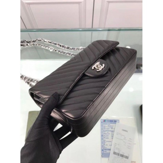 Replica Chevron Jumbo Flap Borse A01112 Nero