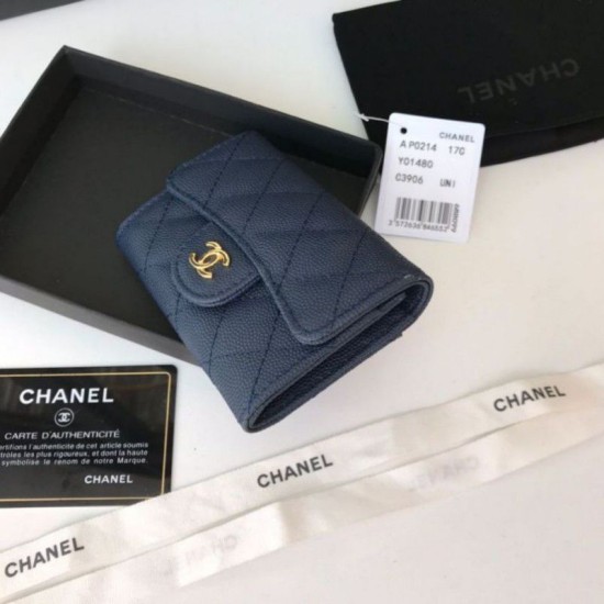 Replica Portamonete Classic Flap A31504 Blu scuro