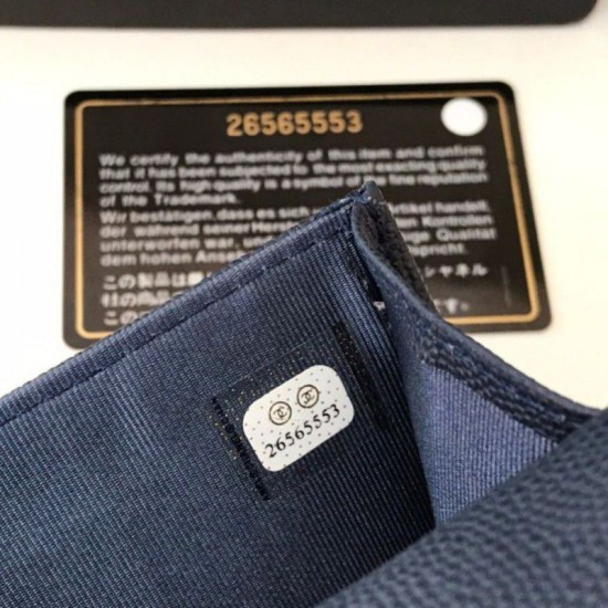 Replica Portamonete Classic Flap A31504 Blu scuro