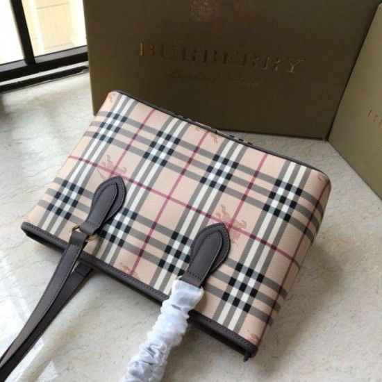 Replica Burberry Borsa con manico in PVC Caffè