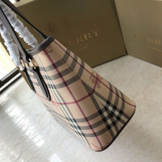 Replica Burberry Borsa con manico in PVC Caffè
