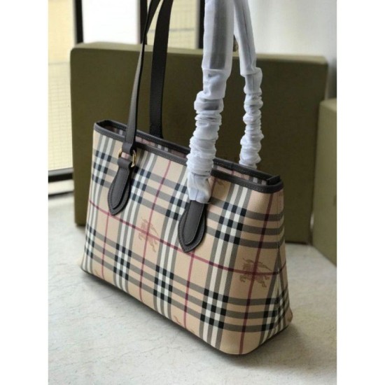 Replica Burberry Borsa con manico in PVC Caffè