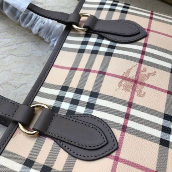 Replica Burberry Borsa con manico in PVC Caffè
