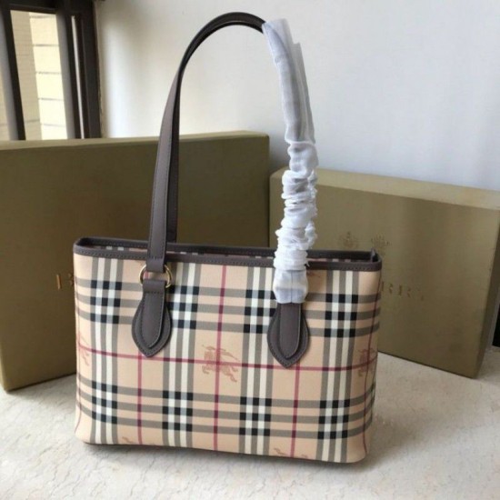 Replica Burberry Borsa con manico in PVC Caffè