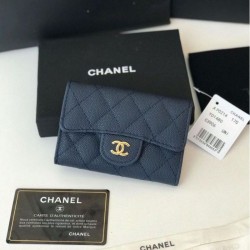 Replica Portamonete Classic Flap A31504 Blu scuro
