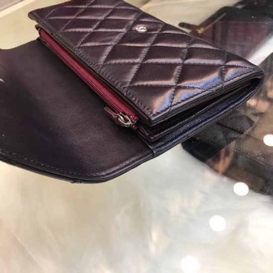 Replica Portafoglio lungo in pelle di agnello trapuntata A31506