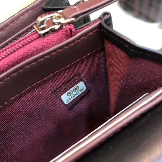 Replica Portafoglio lungo in pelle di agnello trapuntata A31506