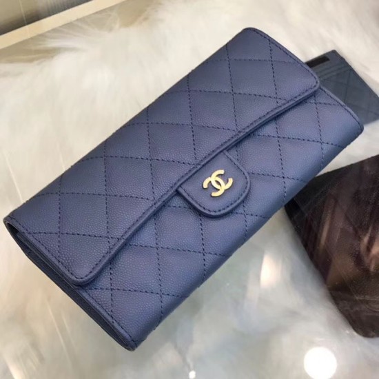Replica Long Portafoglio Caviar Leather A31506 Blue Replica Long Portafoglio Caviar Leather A31506 Blue