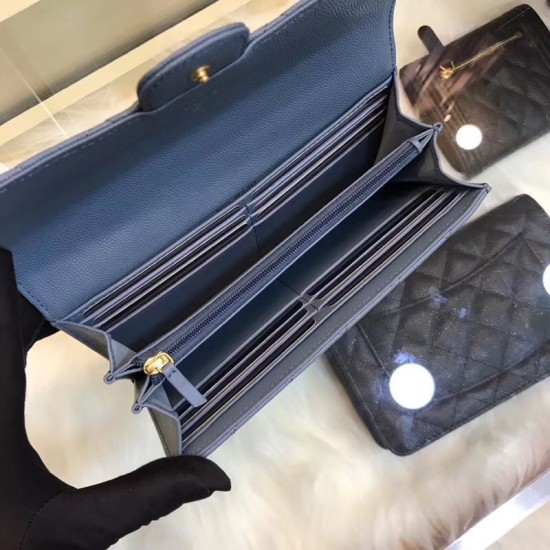 Replica Long Portafoglio Caviar Leather A31506 Blue Replica Long Portafoglio Caviar Leather A31506 Blue
