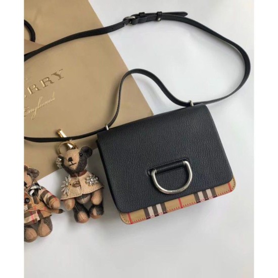 Replica Mini Vintage Check e Leather D-ring Borse Black