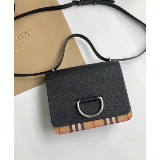 Replica Mini Vintage Check e Leather D-ring Borse Black