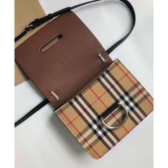 Replica Mini Vintage Check e Leather D-ring Borse Black