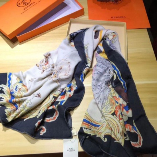 Replica Sciarpe di seta di cachemire Hermes 140 nero