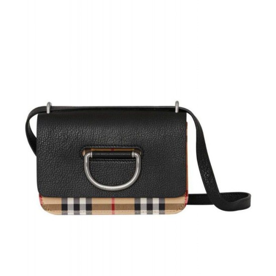 Replica Mini Vintage Check e Leather D-ring Borse Black