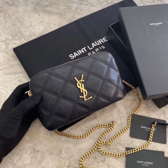 Replica Borsa a catena trapuntata YSL Saint Laurent nera