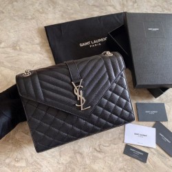 Replica Borsa per buste medie YSL Saint Laurent Mix Matelasse nero argento hardware