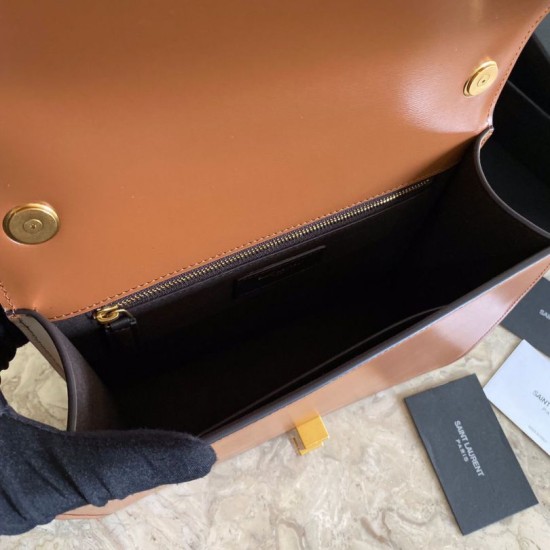 Replica Borsa YSL Saint Laurent Carre in pelle scamosciata marrone