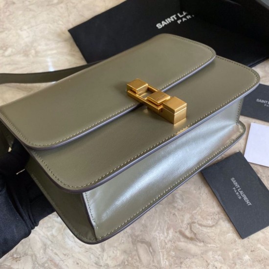 Replica Borsa YSL Saint Laurent Carre Satchel in pelle scamosciata verde chiaro