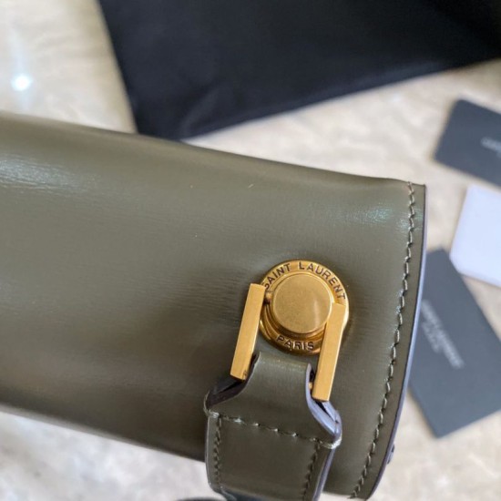 Replica Borsa YSL Saint Laurent Carre Satchel in pelle scamosciata verde chiaro