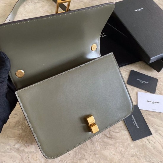 Replica Borsa YSL Saint Laurent Carre Satchel in pelle scamosciata verde chiaro