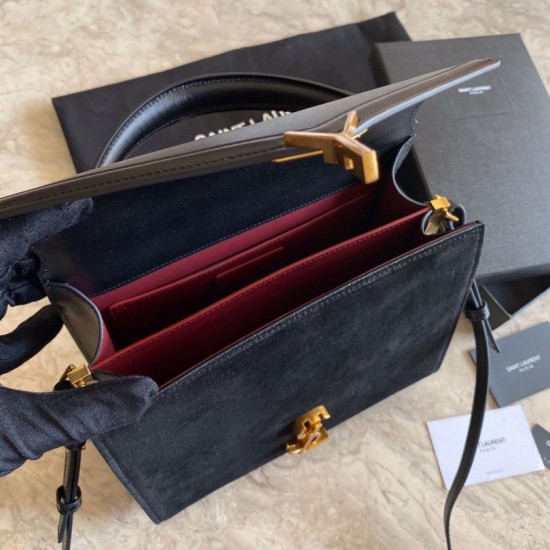Replica Borsa con manico medio Yand Saint Laurent Cassandra nera