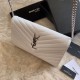 Replica Portafoglio a catena busta con monogramma YSL Saint Laurent in pelle martellata bianco