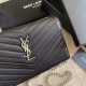 Replica Portafoglio con catena YSL Saint Laurent con busta a catena in pelle martellata nero argento hardware